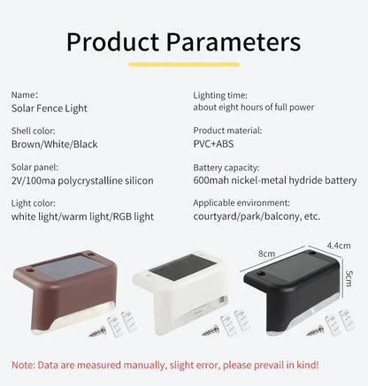 LED Solar Deck Lights Outdoor Solar Light Waterproof Solar Stairs Light Garden Decoration Patio Fence Step Yard Outside Lighting