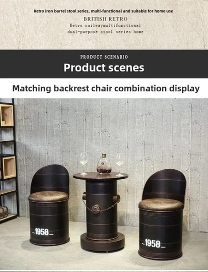 Retro Industrial Bar Stool with Heavy Duty Metal Frame &amp; Leather Bucket Seat,Vintage Style Home Bar Pub Furniture, Easy Assembly Taj Home Store