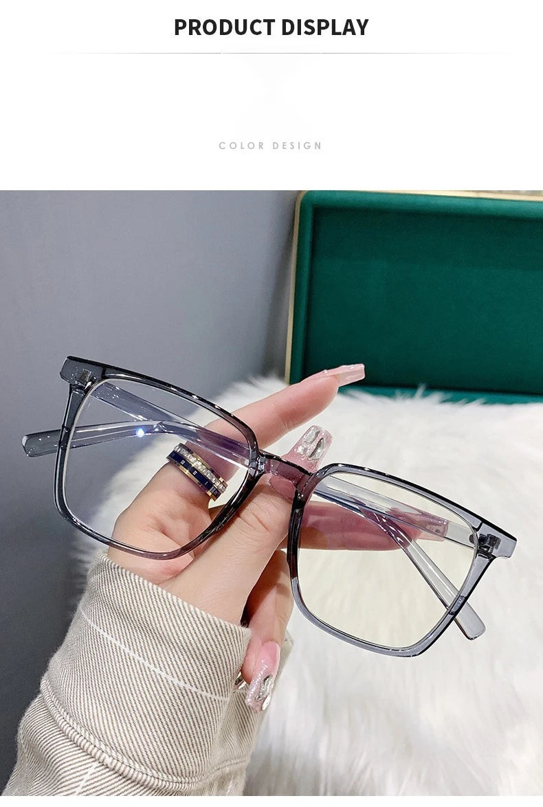 Myopia Glasses, Stylish Retro Square Style For Both Men And Women, Trendy For Students, Plain Face Makeup Style.15951 Taj Home Store