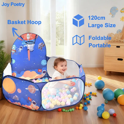 120cm Hexagon Children Ball Pool with Basketball Hoop Portable Foldable Kid Playpen Playground Gym Play Mat Baby Sport Education Taj Home Store
