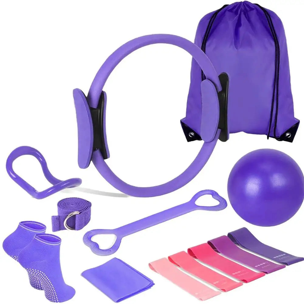 Pilates Ring Set 13 Pcs - Home Gym Equipment for Strength Training, Toning &amp; Stretching incl. Yoga Accessories - All Levels Taj Home Store