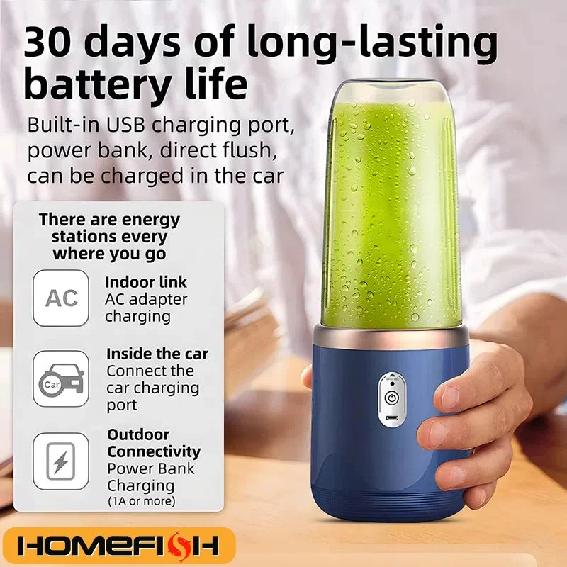 Portable Blender Bottle Electric 6 Blades Multifunction Juice Blender Fresh Juice Smoothie Blender Ice CrushCup Food Processor Taj Home Store