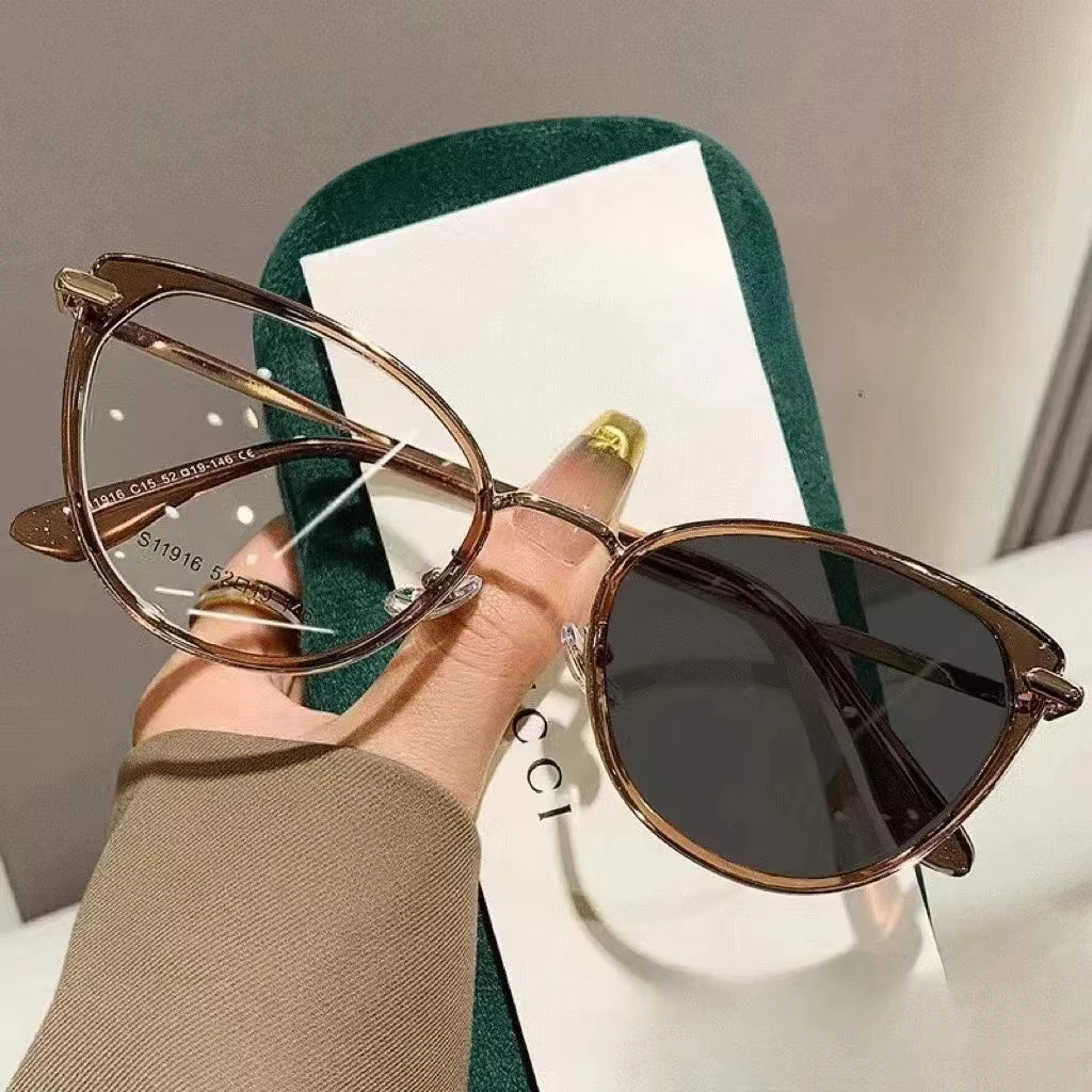 2025 Fashion Cat Eye Photochromic Myopia Glasses for Women Outdoor Color Changing UV Protection Sunglasses Near Sight Eyeglasses Taj Home Store