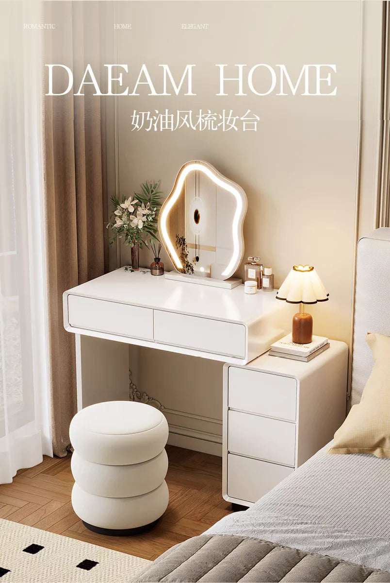 Bedroom Women Dressing Table Luxury Wood Storage Mirror Hairstyle Dressing Table Home White Muebles De Dormitorio Furniture Taj Home Store