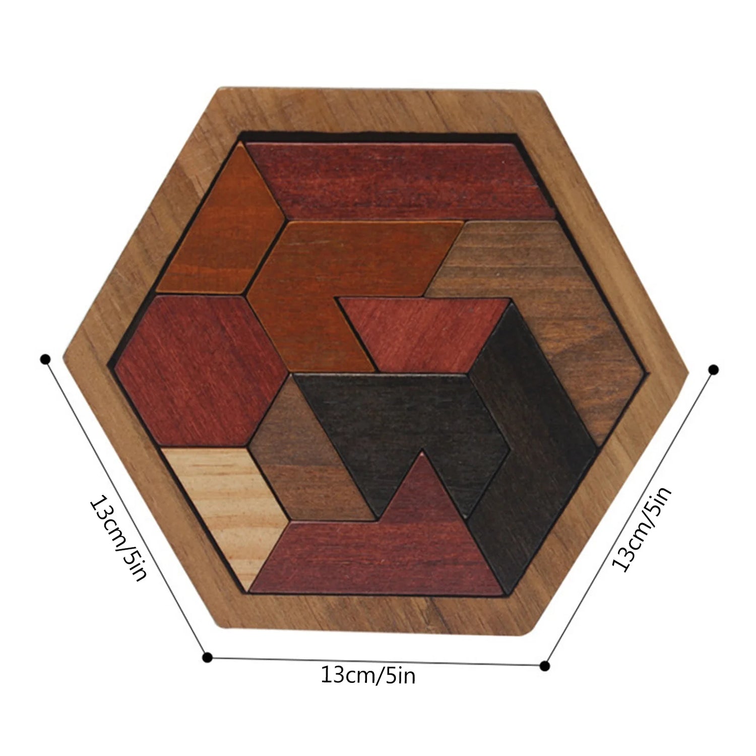 Hexagonal Wooden Geometric Shape Jigsaw Puzzles Chess Game Board Montessori Toys Brain Teaser Educational Intelligence Toys Taj Home Store