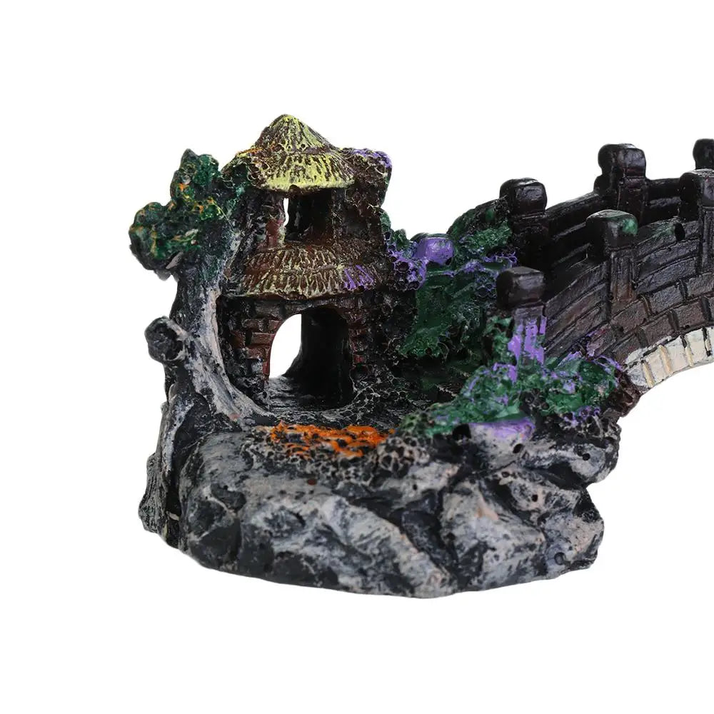 Aquarium Accessories Arbor Tree Plant Fake Landscaping Fish Tank Ornament Artificial Bridge Rockery Resin Aquarium Ornaments Taj Home Store