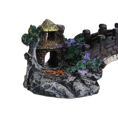 Aquarium Accessories Arbor Tree Plant Fake Landscaping Fish Tank Ornament Artificial Bridge Rockery Resin Aquarium Ornaments Taj Home Store