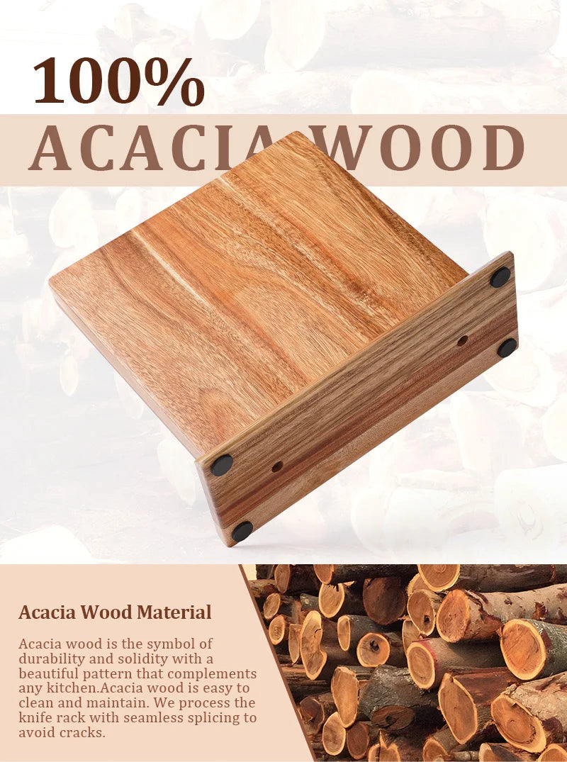 New Acacia Wood Home Kitchen Magnetic Knife Block Holder Rack Magnetic Stands with Strong Enhanced Magnets Taj Home Store