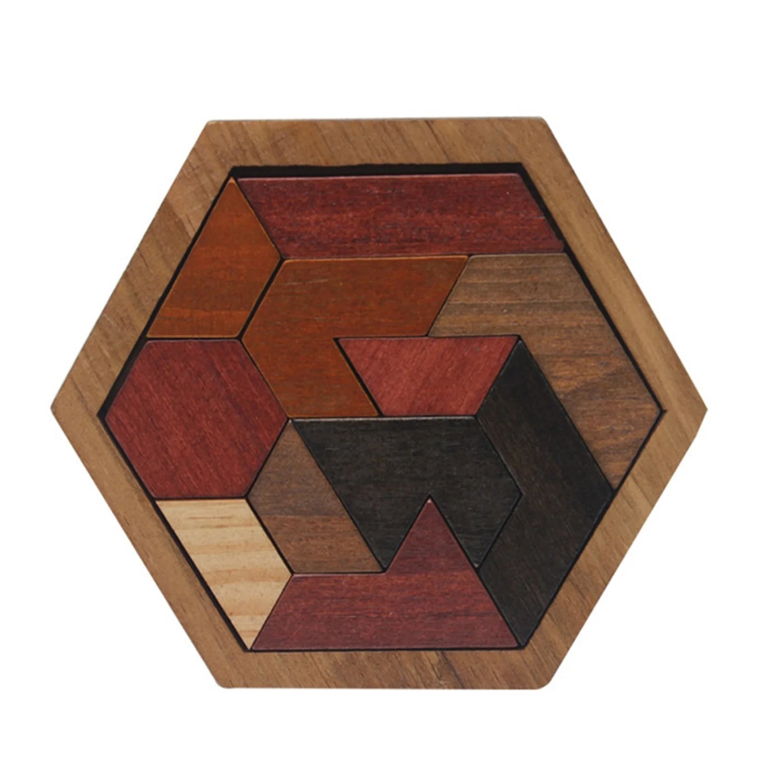 Hexagonal Wooden Geometric Shape Jigsaw Puzzles Chess Game Board Montessori Toys Brain Teaser Educational Intelligence Toys Taj Home Store