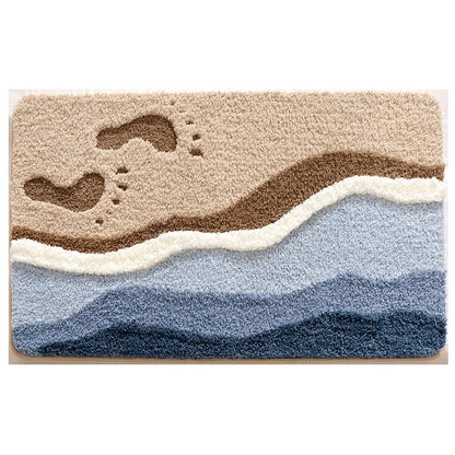 Bathroom Mat, Absorbent Anti Slip, Dirt Resistant Door Mat for Bathroom Entrance,Foot Mat, Flocking, Wave Shaped,Home Decoration Taj Home Store
