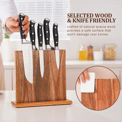 New Acacia Wood Home Kitchen Magnetic Knife Block Holder Rack Magnetic Stands with Strong Enhanced Magnets Taj Home Store