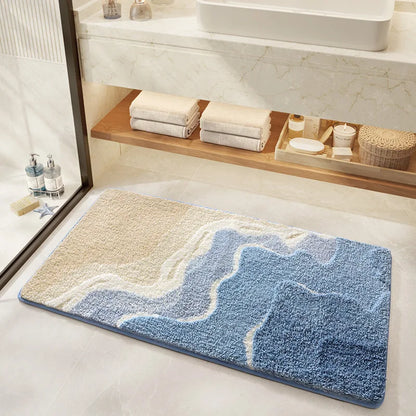 Bathroom Mat, Absorbent Anti Slip, Dirt Resistant Door Mat for Bathroom Entrance,Foot Mat, Flocking, Wave Shaped,Home Decoration Taj Home Store