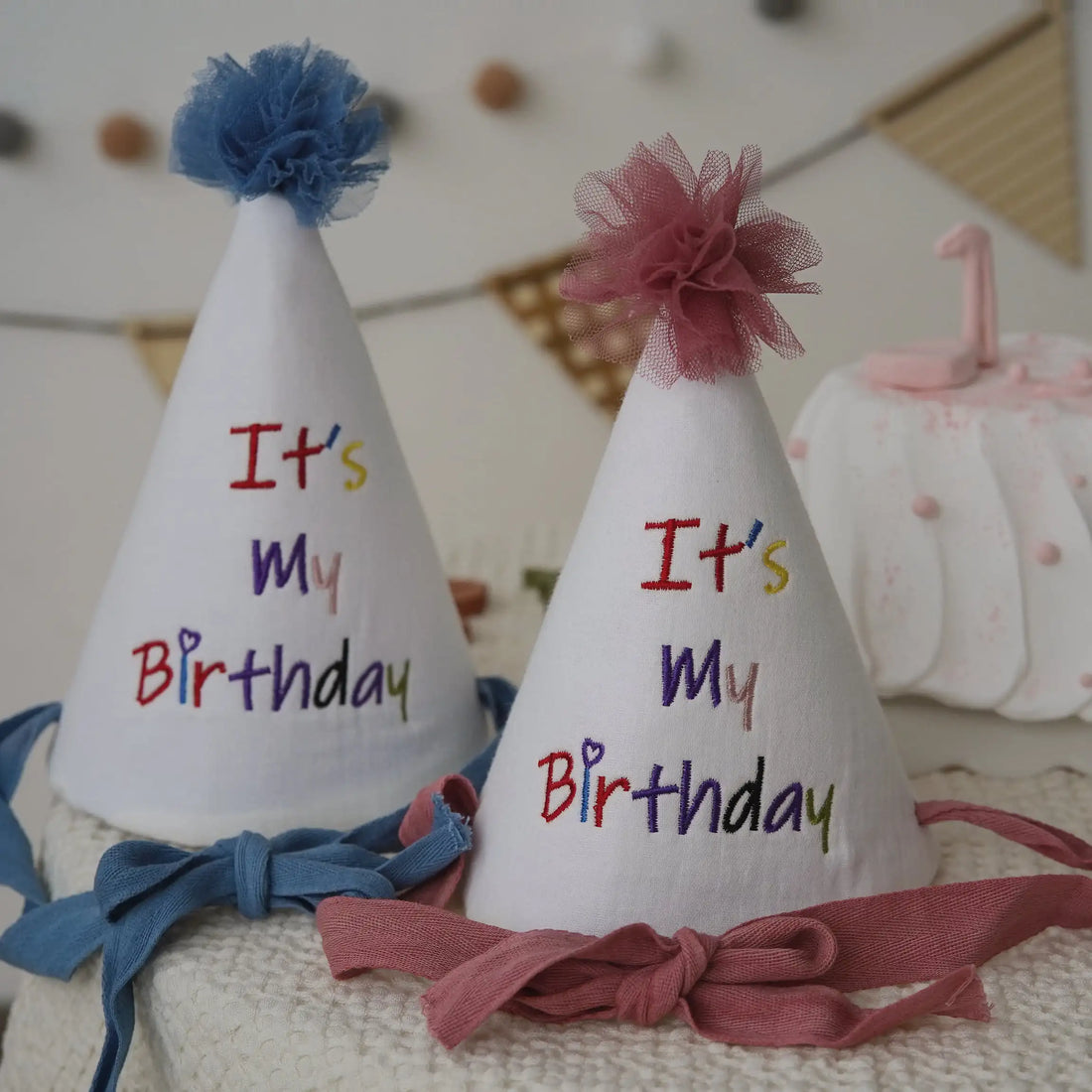 Kids Birthday Party Hat - Safe Soft Photo Prop Cap for Xmas Baby Shower, Adjustable Toddler Headband Taj Home Store