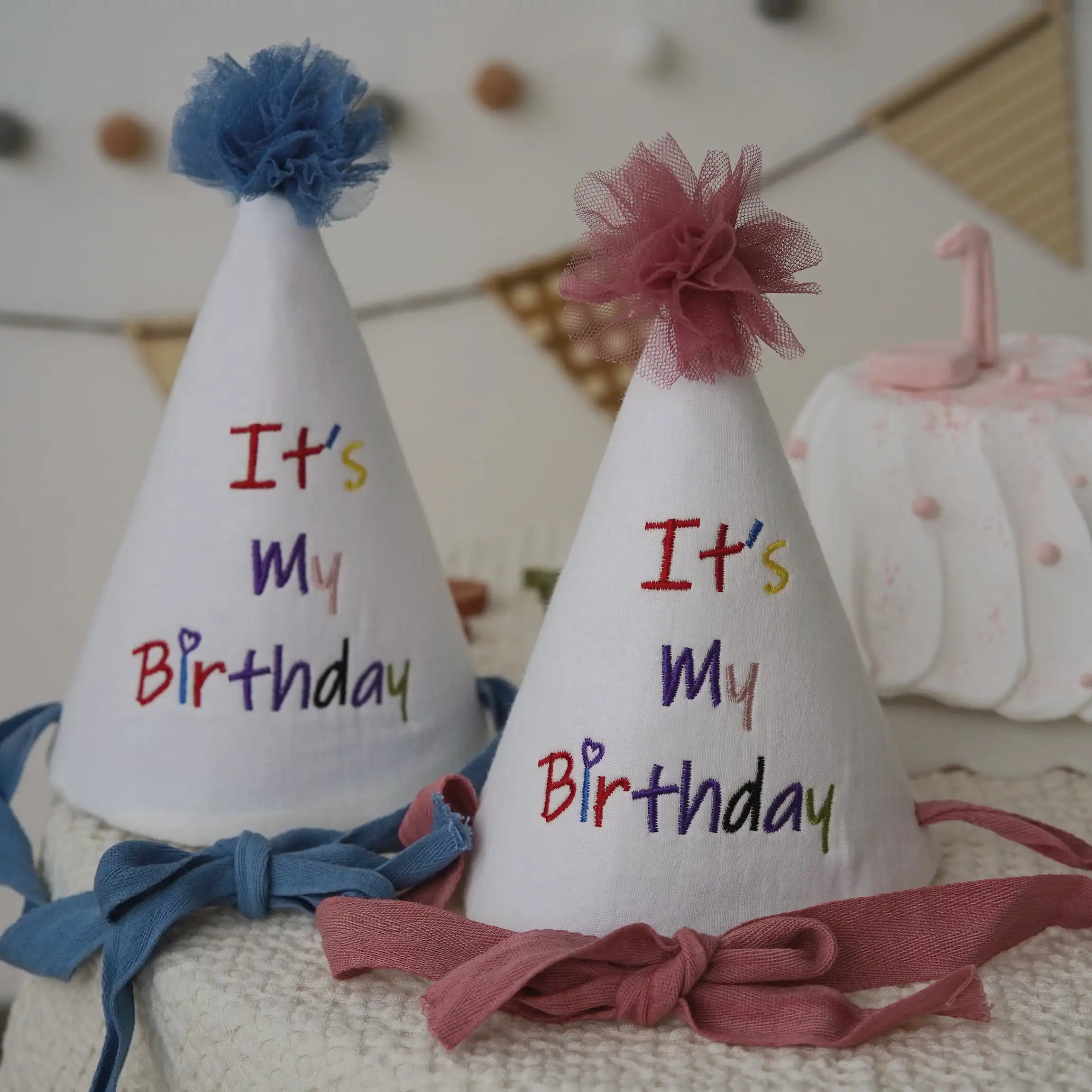 Kids Birthday Party Hat - Safe Soft Photo Prop Cap for Xmas Baby Shower, Adjustable Toddler Headband Taj Home Store