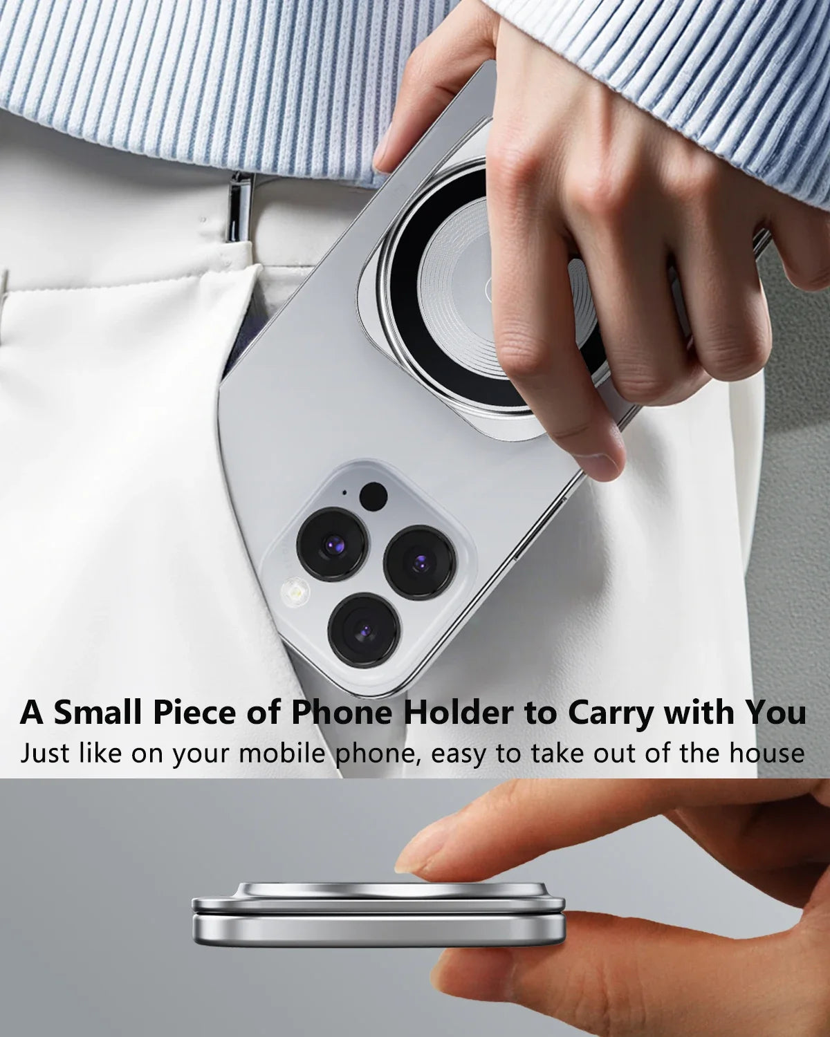 Eary Gym Magnetic Phone Holder Mount For Wall Portable Aluminum Metal Stand With Foldable Pocket Size Gym Essentials Accessories Taj Home Store