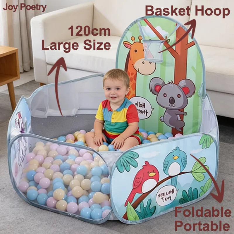120cm Hexagon Children Ball Pool with Basketball Hoop Portable Foldable Kid Playpen Playground Gym Play Mat Baby Sport Education Taj Home Store