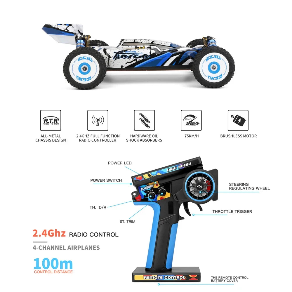 WLtoys 124017 (V2) RC Car Vehicle - Brushless Remote Control Vehicle 1:12 suitable for adults, RTR 4WD off-road drift vehicle Taj Home Store