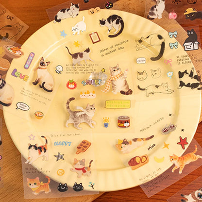20pcs Corner Cats PET Square Sticker Book for Journal Scrapbooking Planner Decoration Waterproof Cute Animal Stickers, Mr. Paper Taj Home Store