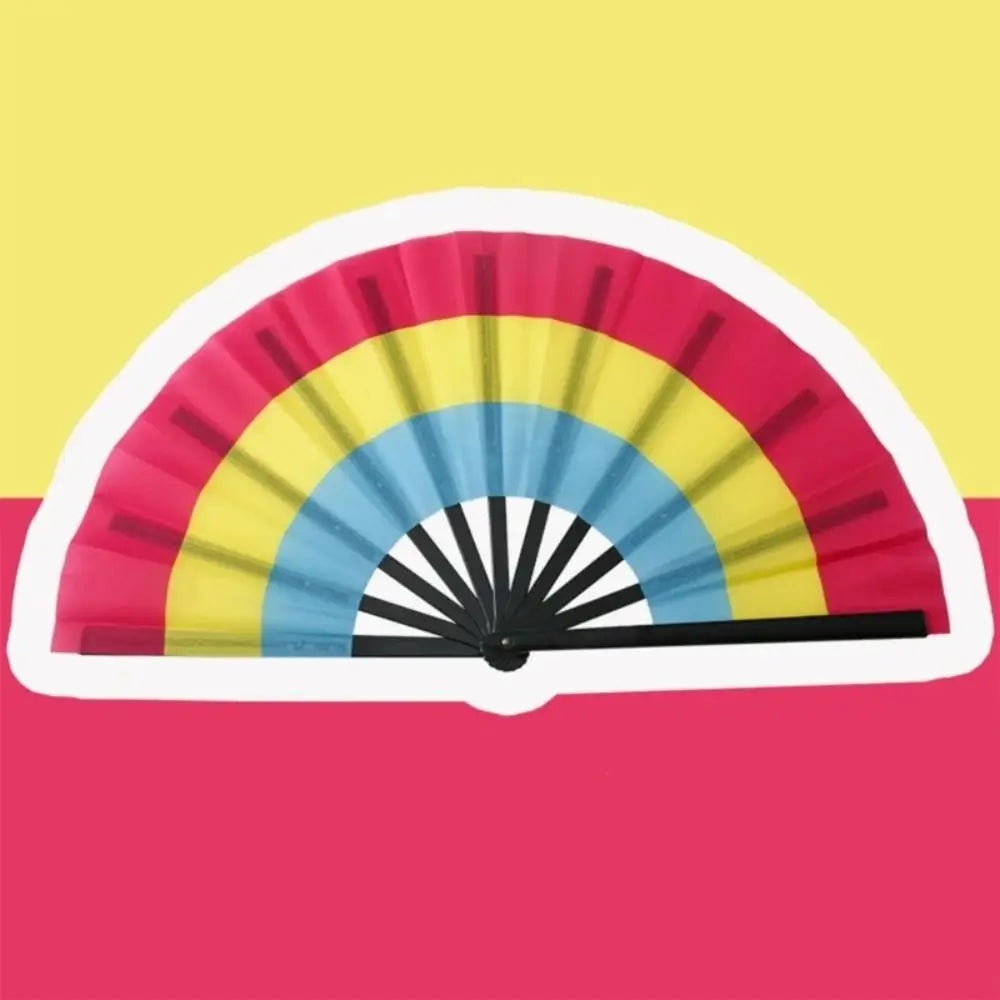 Fashion Plastic Colourful Hand Fans 33cm Colourful Kung Fu Fan Folding Rainbows Pattern Hand Folding Fan Dance Performance Taj Home Store
