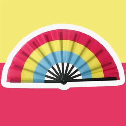 Fashion Plastic Colourful Hand Fans 33cm Colourful Kung Fu Fan Folding Rainbows Pattern Hand Folding Fan Dance Performance Taj Home Store