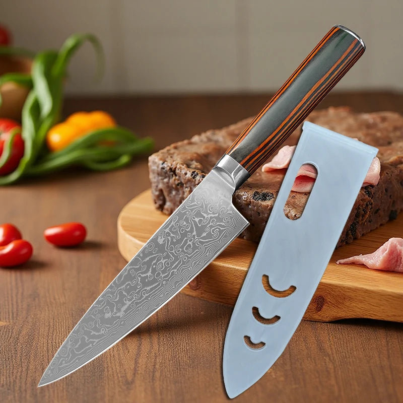 Damascus Steel Kitchen Knife Boning Steak BBQ Meat Cleaver Chef Utility Knife Paring  Kitchen Tools Taj Home Store