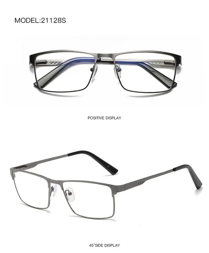 Men Square Metal Large Frame Myopia Glasses Spring Leg Elderly Near Sight Eyewear Blue Light Blocking Eye Protection Eyeglasses Taj Home Store