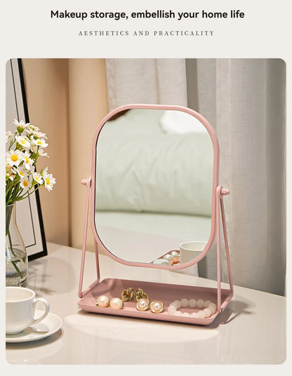 Rotating makeup mirror, light luxury style desktop with chassis, can store large makeup mirror, home dressing table mirror Taj Home Store