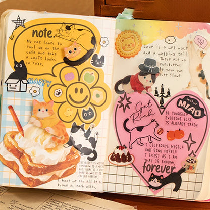 20pcs Corner Cats PET Square Sticker Book for Journal Scrapbooking Planner Decoration Waterproof Cute Animal Stickers, Mr. Paper Taj Home Store