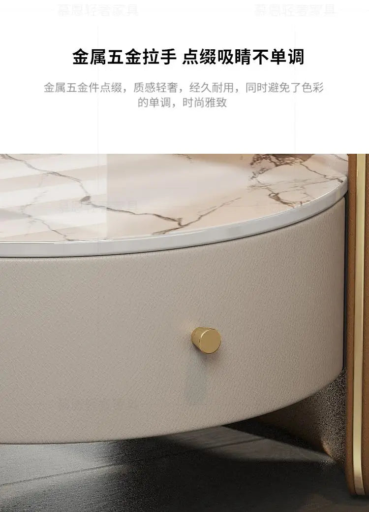 Modern Italian Round Bedside Table: Minimalist Design, Luxury &amp; High-End Storage for Home Bedrooms Taj Home Store