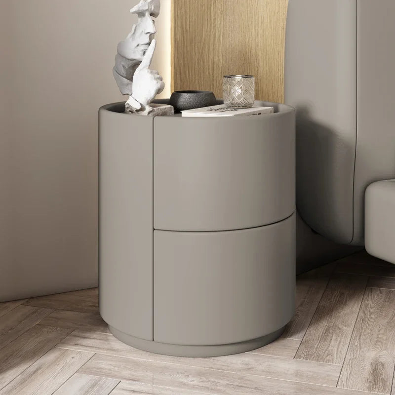 Home Living Room Sofa Side Cabinet, Creative Round Solid Wood Bedside Table, New Simple Modern Small Bedroom Storage Cabinet Taj Home Store
