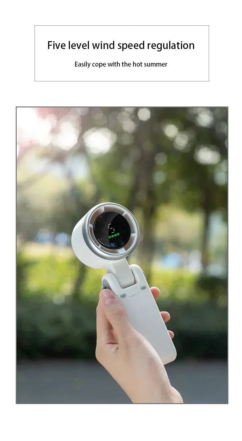 Handheld Fan Mini High-speed Digital Display Portable Desktop Usb Charging Hanging Camping Violent Turbo Fan Taj Home Store