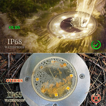 IP68 Waterproof LED Outdoor Solar Power Ground Light Lighting Control Path Deck Lights Yard Driveway Lawn Garden Decoration Lamp Taj Home Store