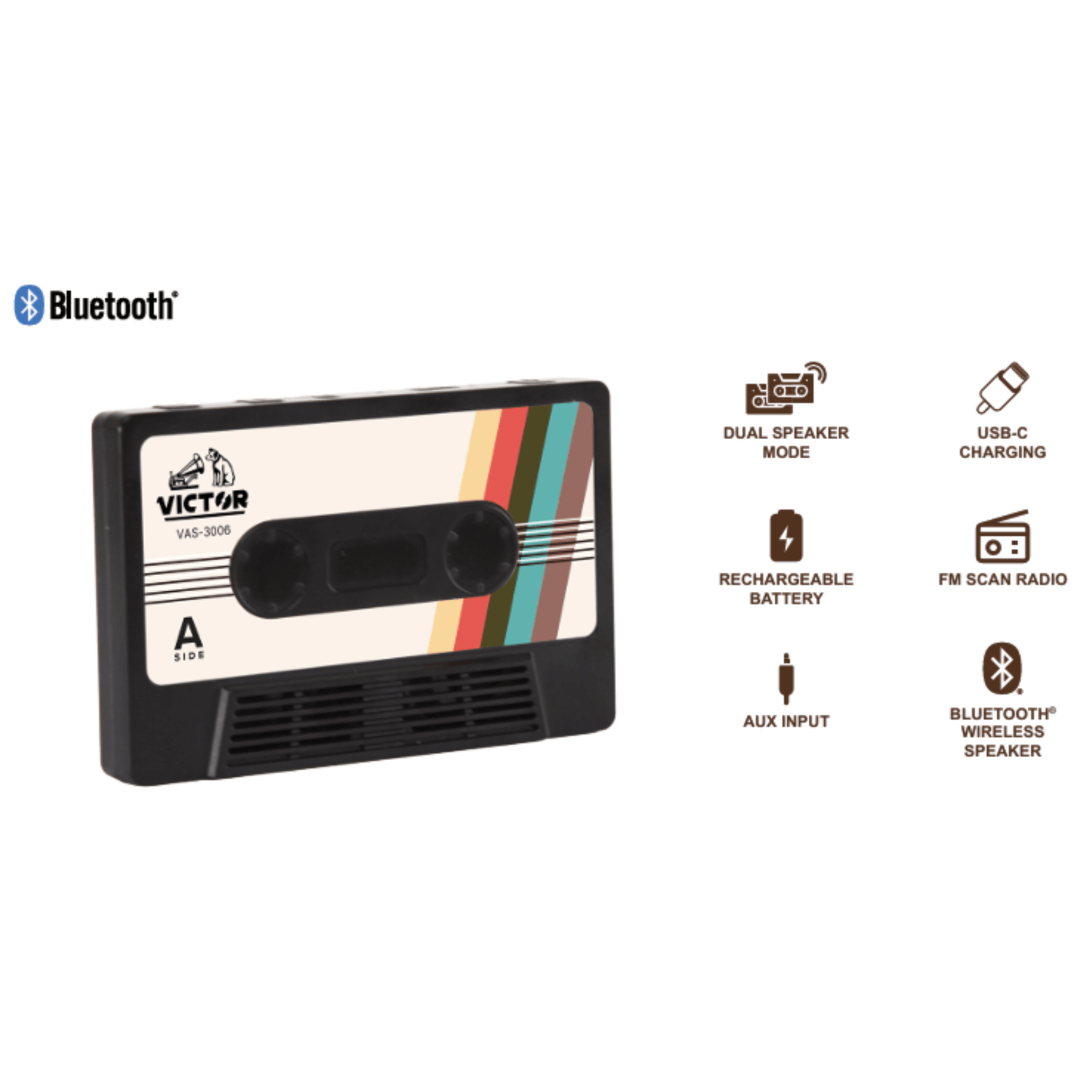 Victor Cassette Bluetooth Speaker Jupiter Gear Home
