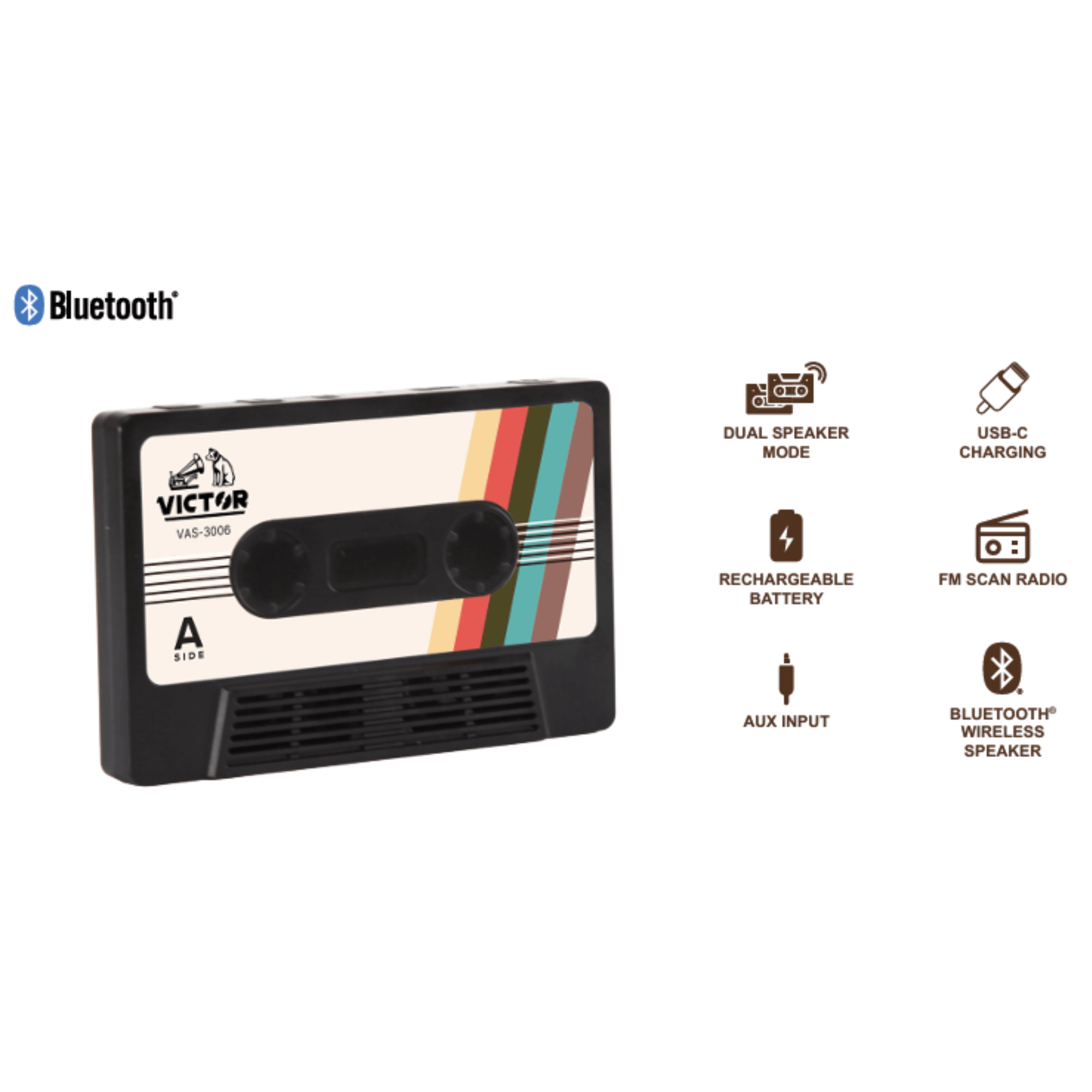 Victor Cassette Bluetooth Speaker Jupiter Gear Home