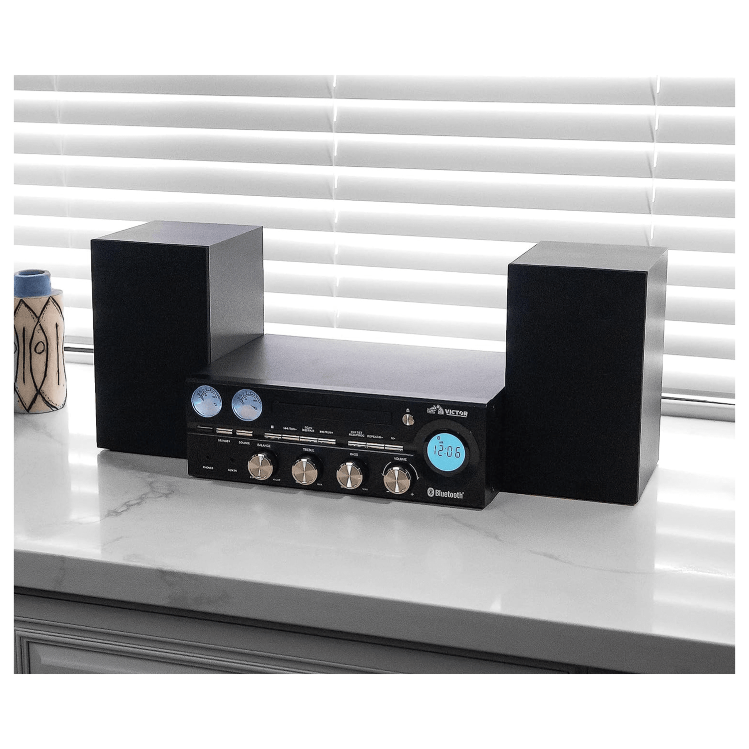 Victor Milwaukee 50W Desktop CD Stereo System w Bluetooth, CD Player &amp; FM Radio Jupiter Gear Home