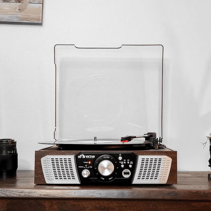Victor Lakeshore 5-in-1 Hybrid Bluetooth Turntable System w USB and RCA Output Jupiter Gear Home