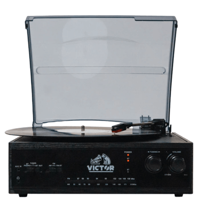 Victor Salem 5-in-1 3-Speed Turntable System with Dual Bluetooth Jupiter Gear Home
