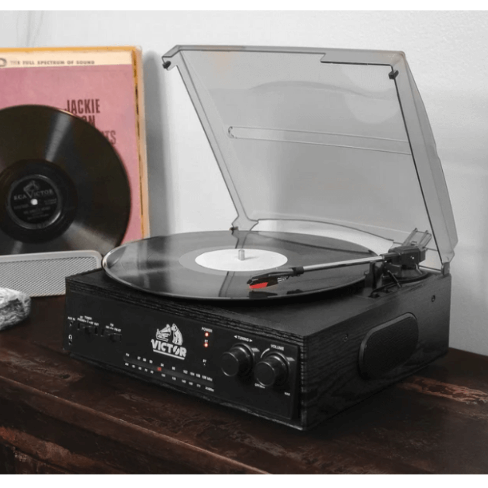 Victor Salem 5-in-1 3-Speed Turntable System with Dual Bluetooth Jupiter Gear Home