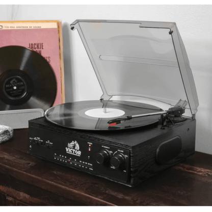 Victor Salem 5-in-1 3-Speed Turntable System with Dual Bluetooth Jupiter Gear Home