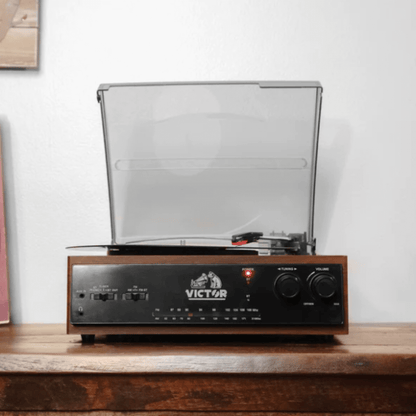 Victor Salem 5-in-1 3-Speed Turntable System with Dual Bluetooth Jupiter Gear Home