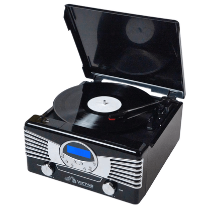 Victor Diner 7-in-1 Turntable Music Center with CD &amp; MP3 Player and Bluetooth Function Jupiter Gear Home
