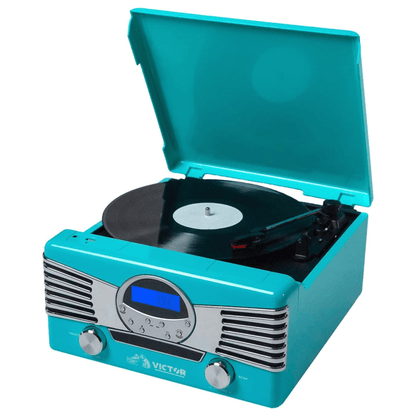 Victor Diner 7-in-1 Turntable Music Center with CD &amp; MP3 Player and Bluetooth Function Jupiter Gear Home