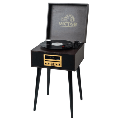 Victor Newbury 8-in-1 Music Center w Chair-Height Legs, USB Slot &amp; AM FM Radio Jupiter Gear Home