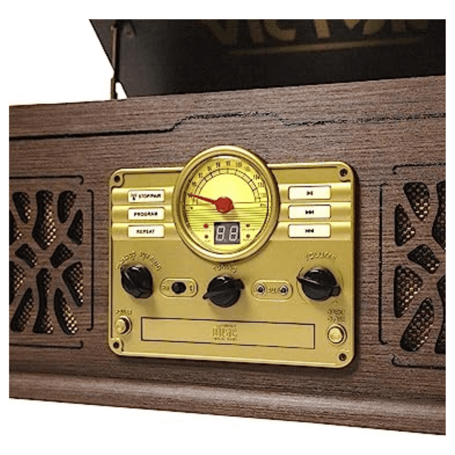 Victor State 7-in-1 Wood Music Center with 3-Speed Turntable and Dual Bluetooth Jupiter Gear Home