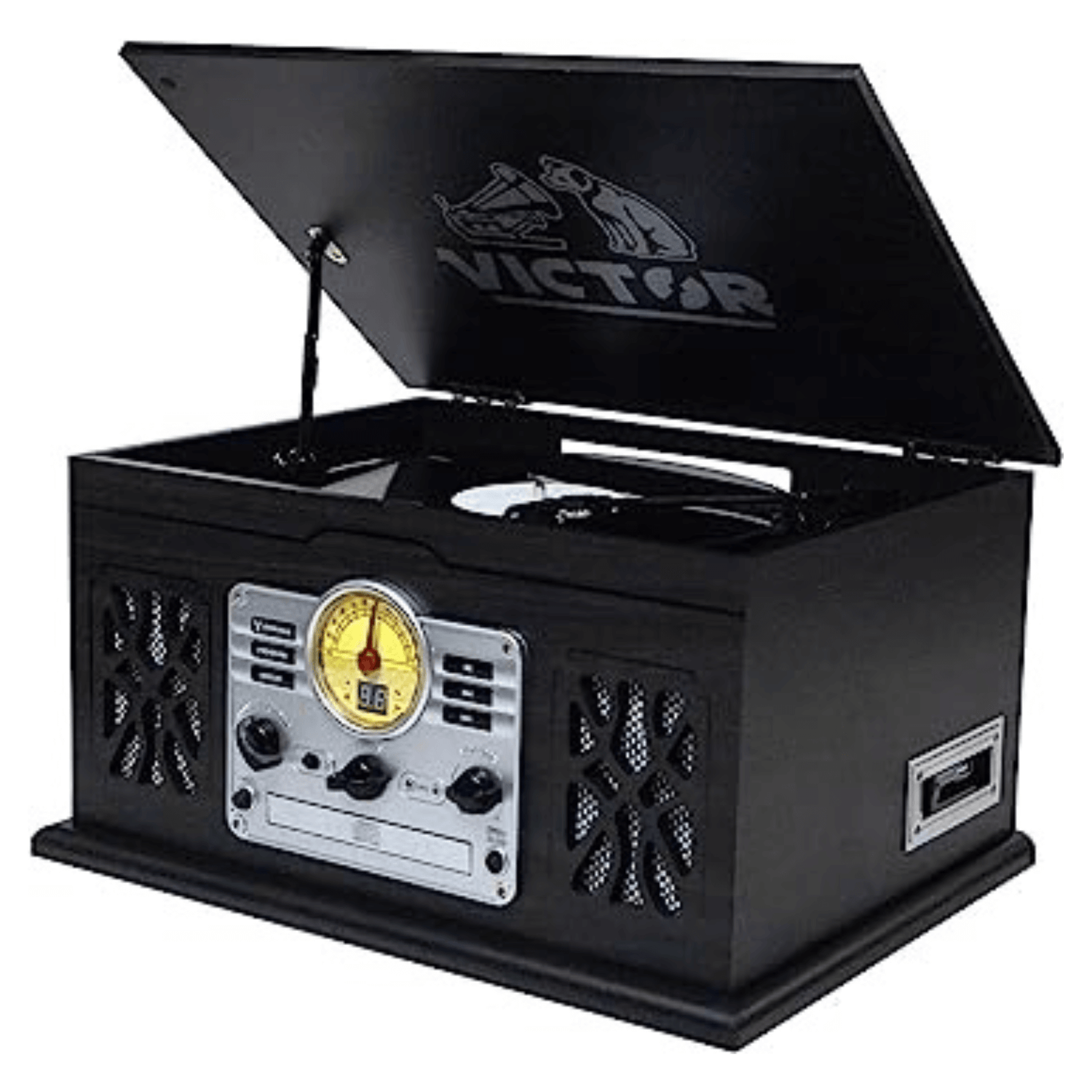 Victor State 7-in-1 Wood Music Center with 3-Speed Turntable and Dual Bluetooth Jupiter Gear Home
