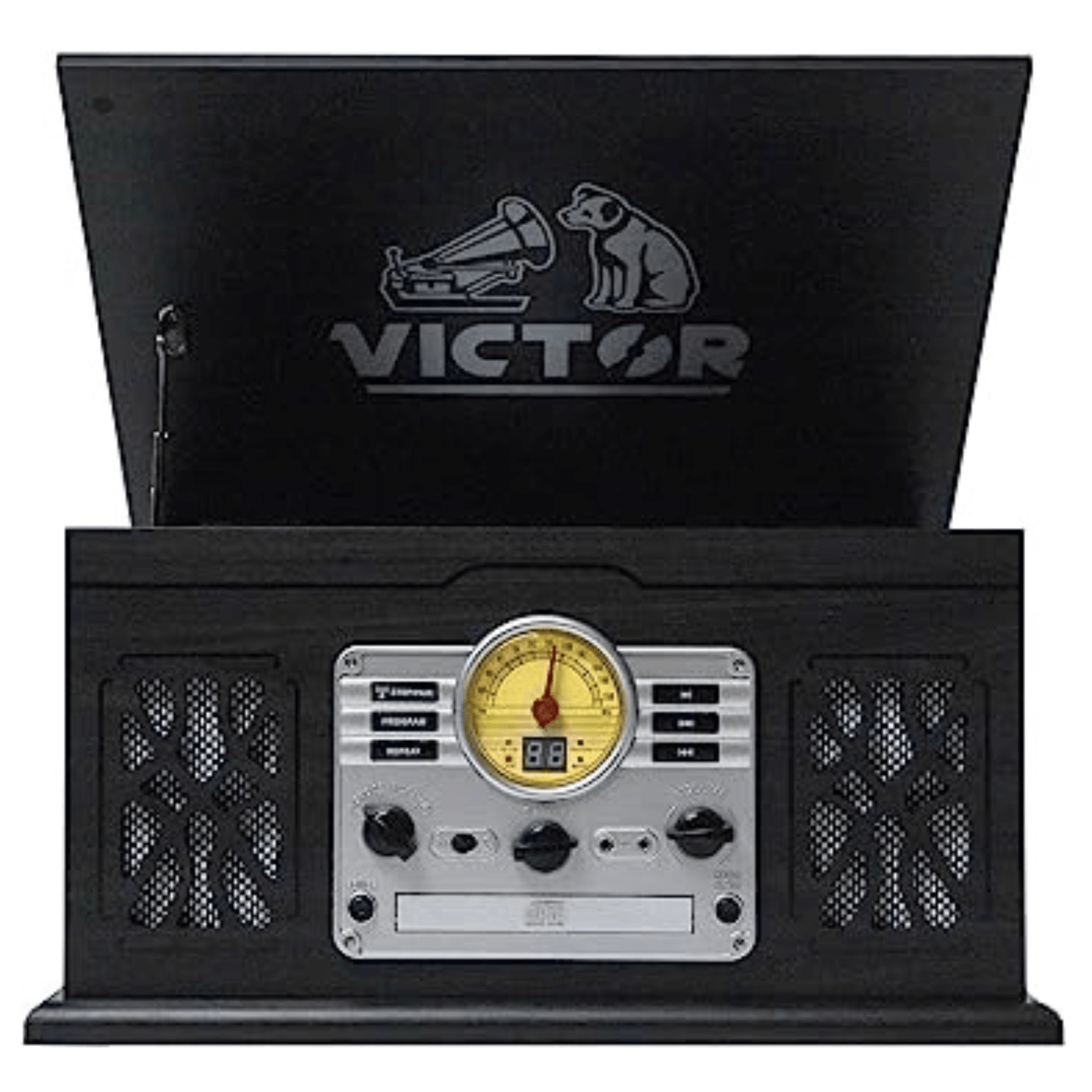 Victor State 7-in-1 Wood Music Center with 3-Speed Turntable and Dual Bluetooth Jupiter Gear Home