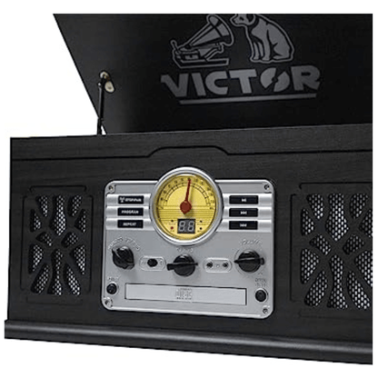 Victor State 7-in-1 Wood Music Center with 3-Speed Turntable and Dual Bluetooth Jupiter Gear Home