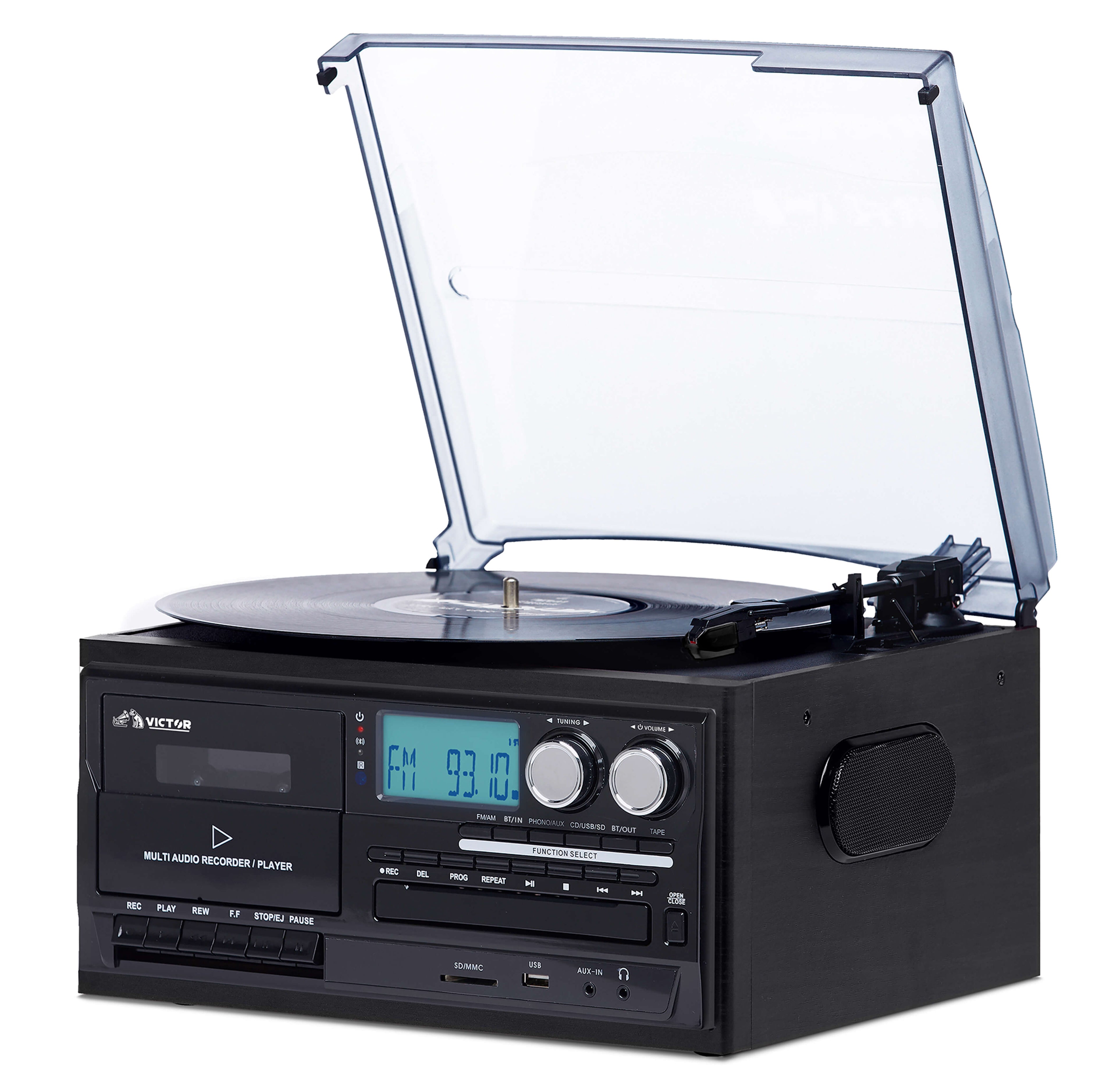 Victor Cosmopolitan 8-in-1 Turntable Music Center with Bluetooth, USB &amp; Cassette Jupiter Gear Home