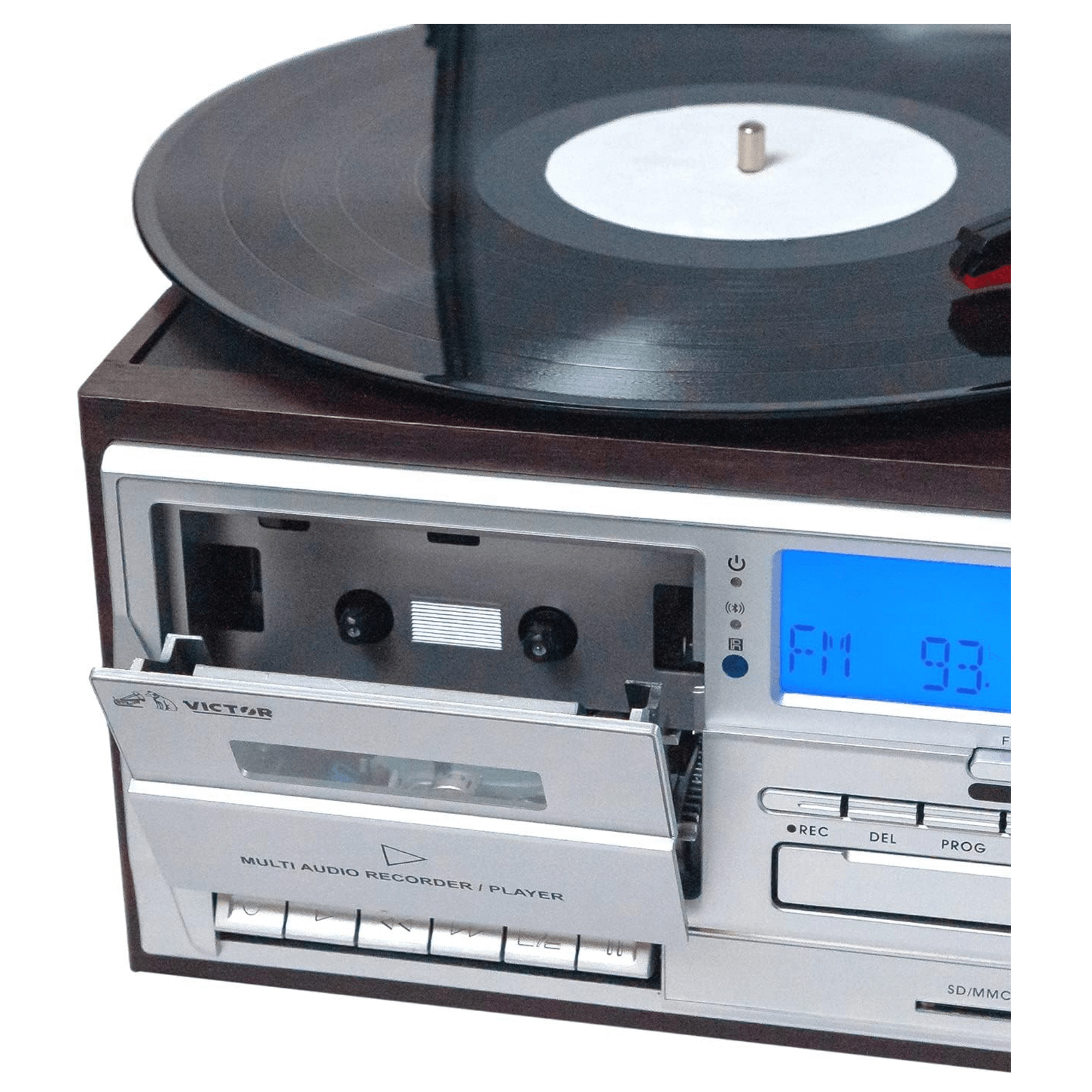 Victor Cosmopolitan 8-in-1 Turntable Music Center with Bluetooth, USB &amp; Cassette Jupiter Gear Home