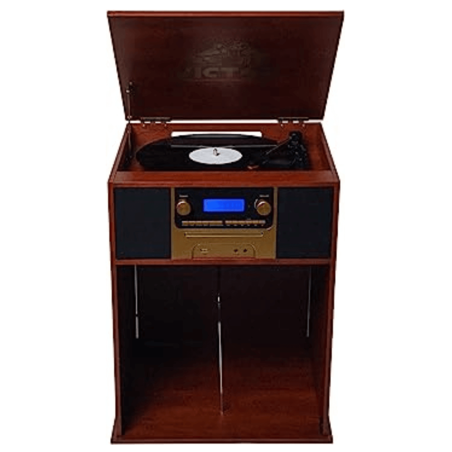 Victor Boyleston 7-in-1 3-Speed Turntable Music Center w Album Storage and USB Port Jupiter Gear Home